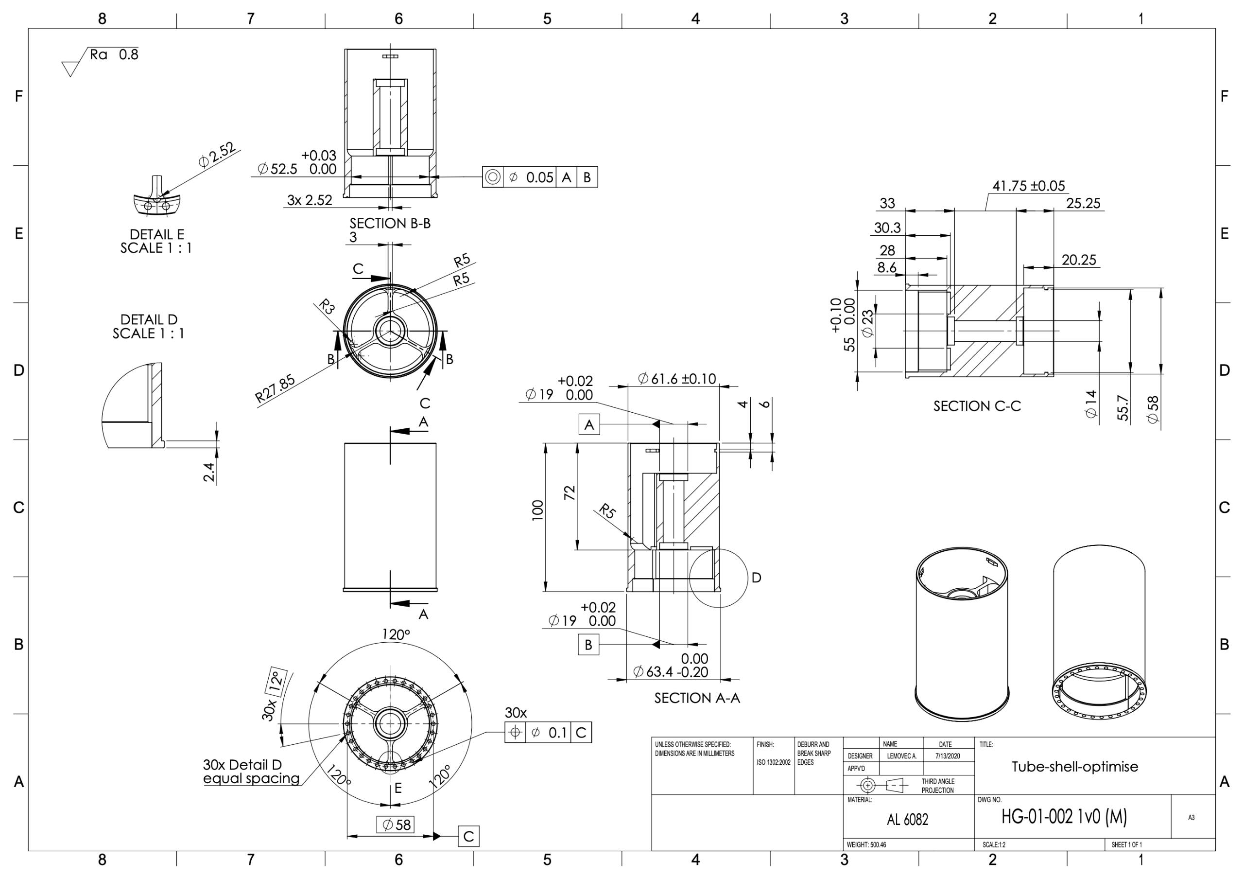 Example of machined part drawing